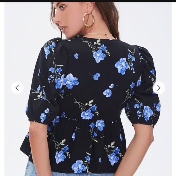 NWT STYLISH & CUTE FLOWER PRINT FEMININE TOP - Picture 8 of 8